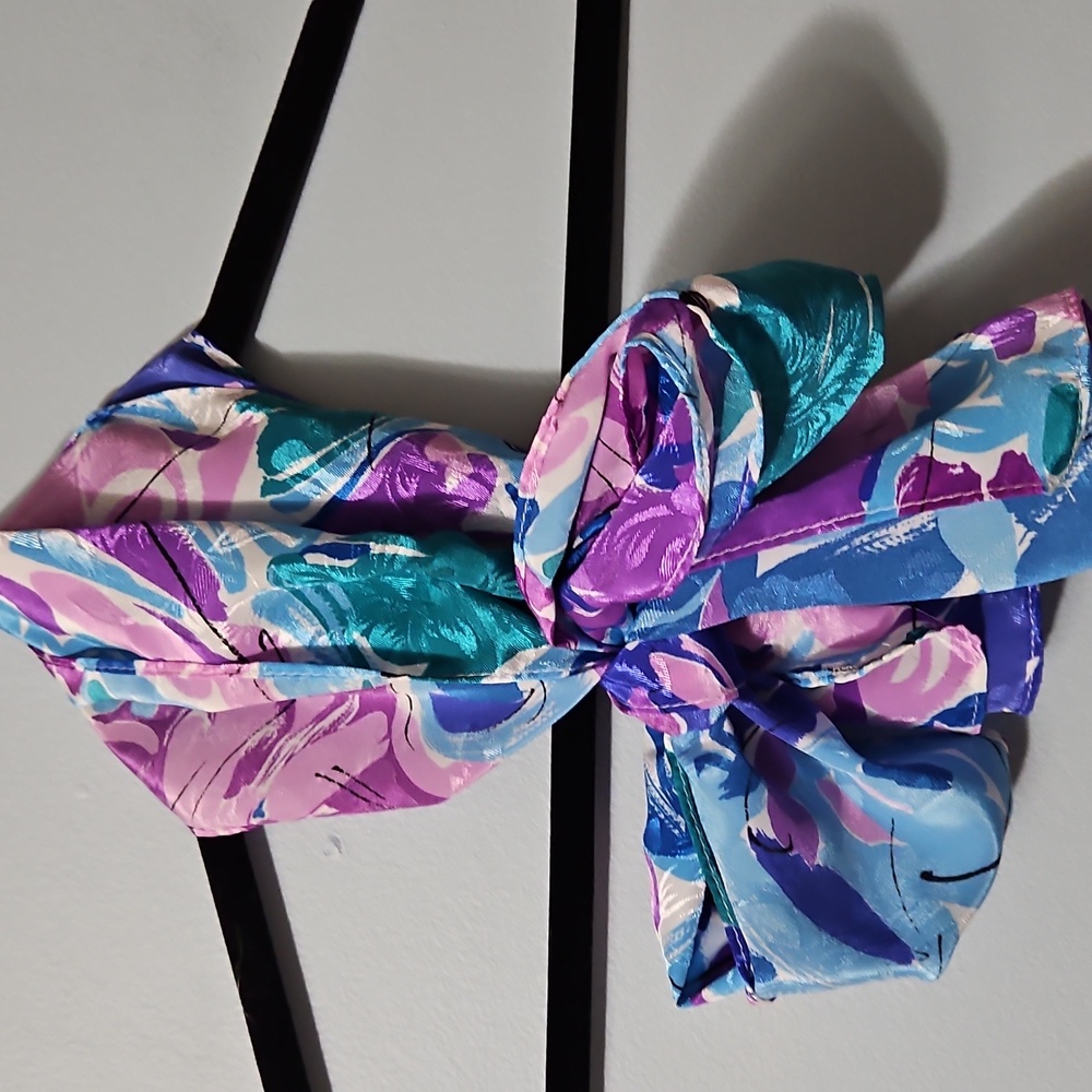 Colorful Abstract Long Scarf Purple Blue Pink Green 9.5x53